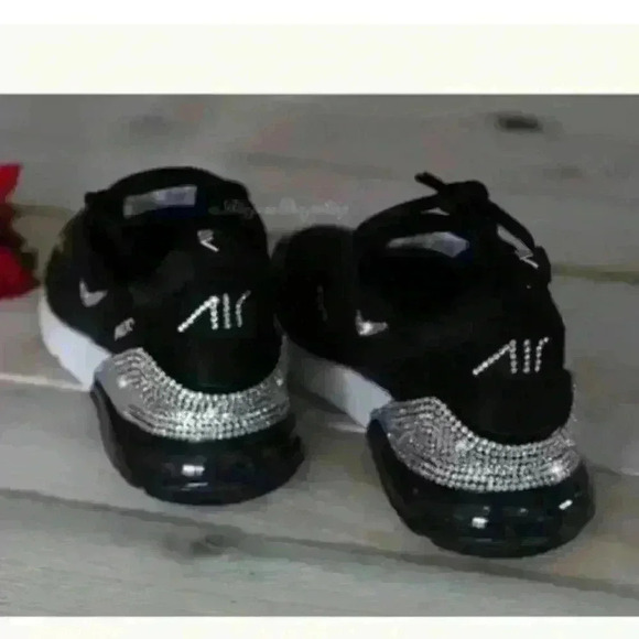 Bling Women's Nike Air Max 270 Black Sneakers made with Crystals - Picture 6 of 6